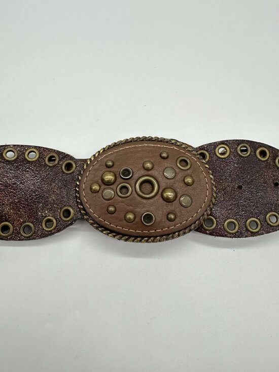 RALPH LAUREN Oval Disk Concho Leather Belt Womens Size Small? Western Made USA main image 7